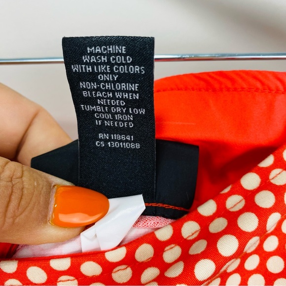 Lane Bryant ALine Skirt Womens 22 Orange Pockets Boho Zip Polka Dots Modernist - Picture 7 of 10